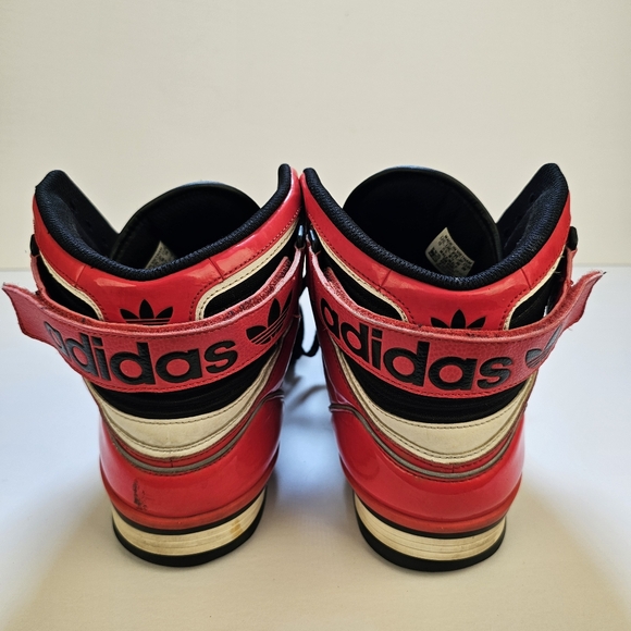 Adidas og red and white leather men high top sneakers shoes size 12 US - Picture 6 of 9
